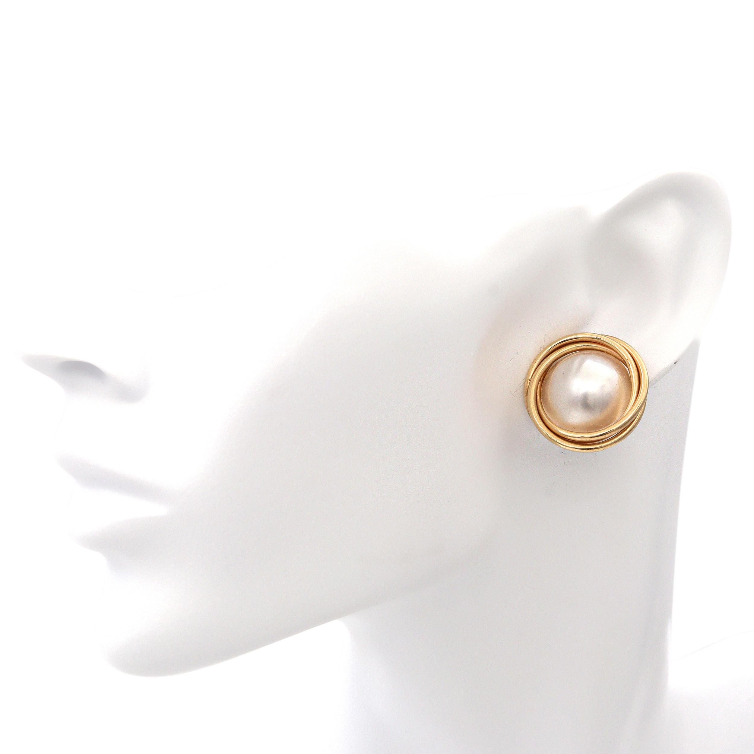 Vintage 14k Gelbgold Mabe Perlenschmuck Set Damen im Angebot