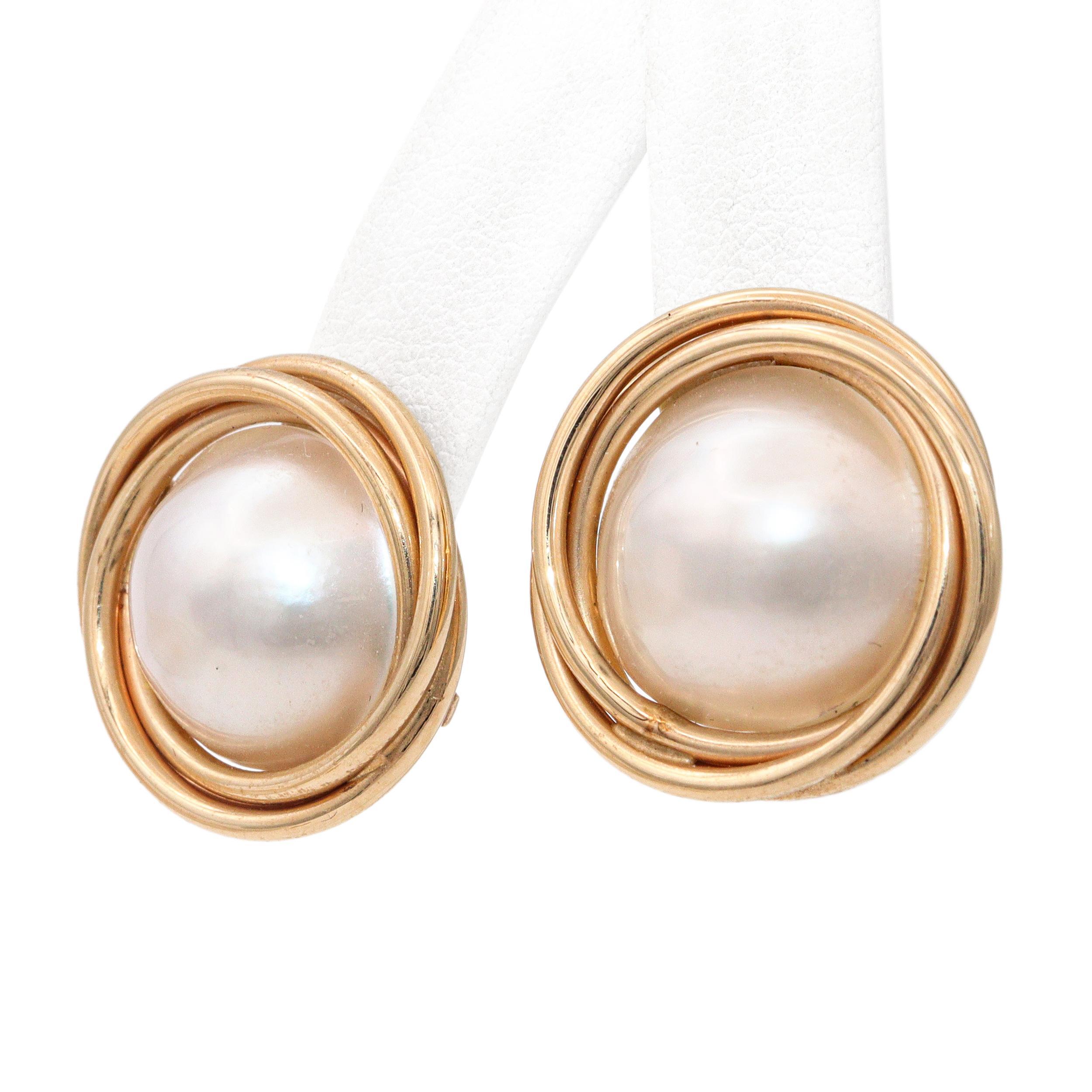 Vintage 14k Gelbgold Mabe Perlenschmuck Set im Angebot 1