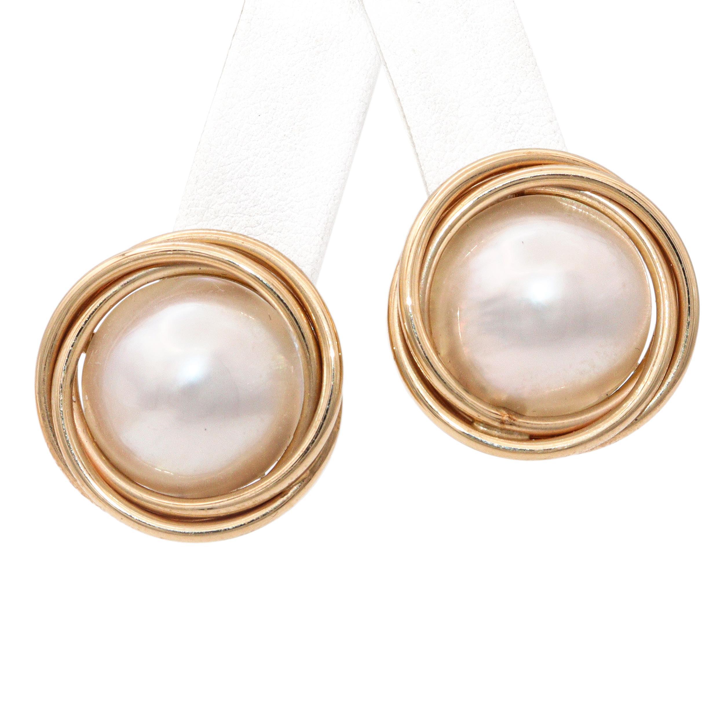 Vintage 14k Gelbgold Mabe Perlenschmuck Set im Angebot 2