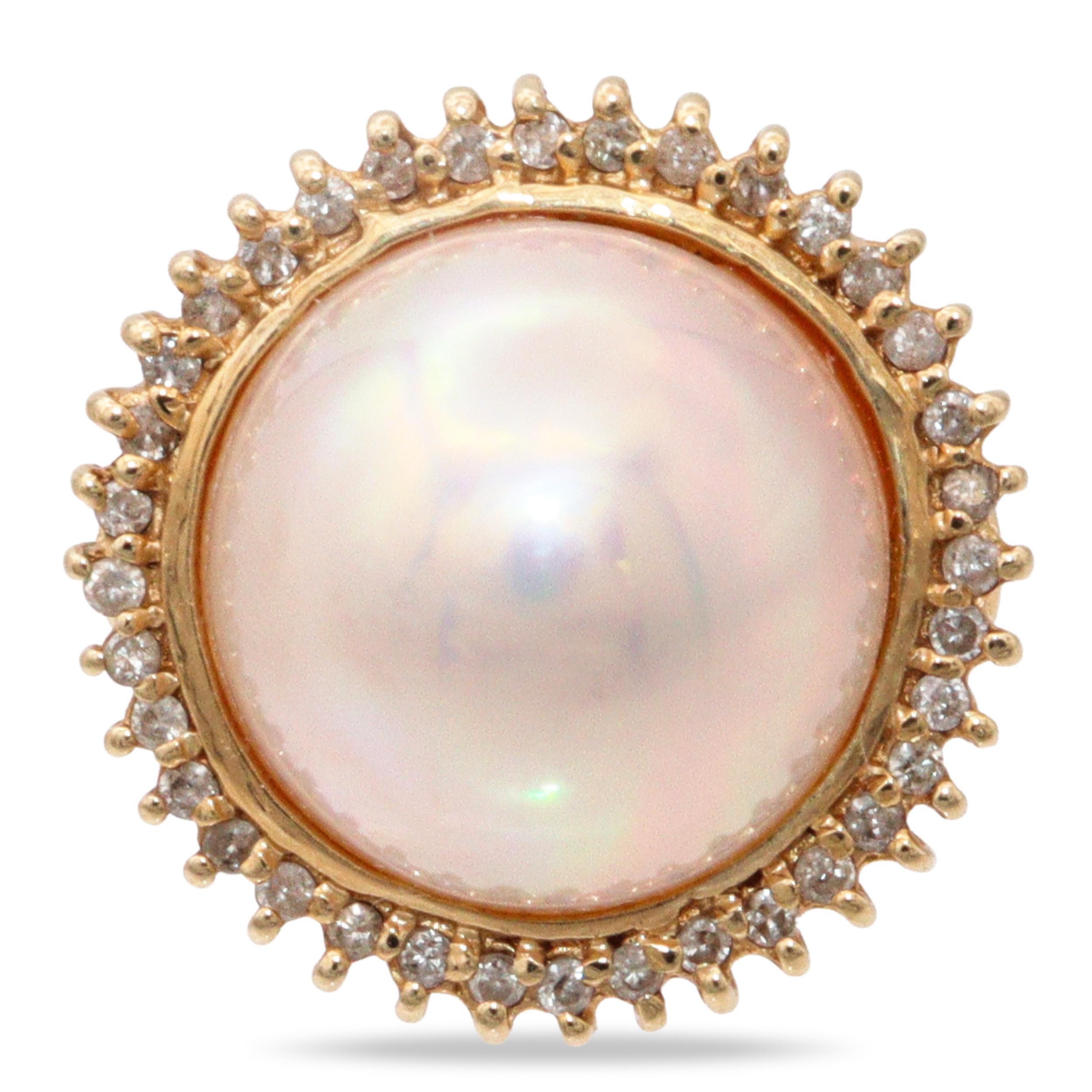 Vintage 14k Gelbgold Mabe Perlenschmuck Set im Angebot 3