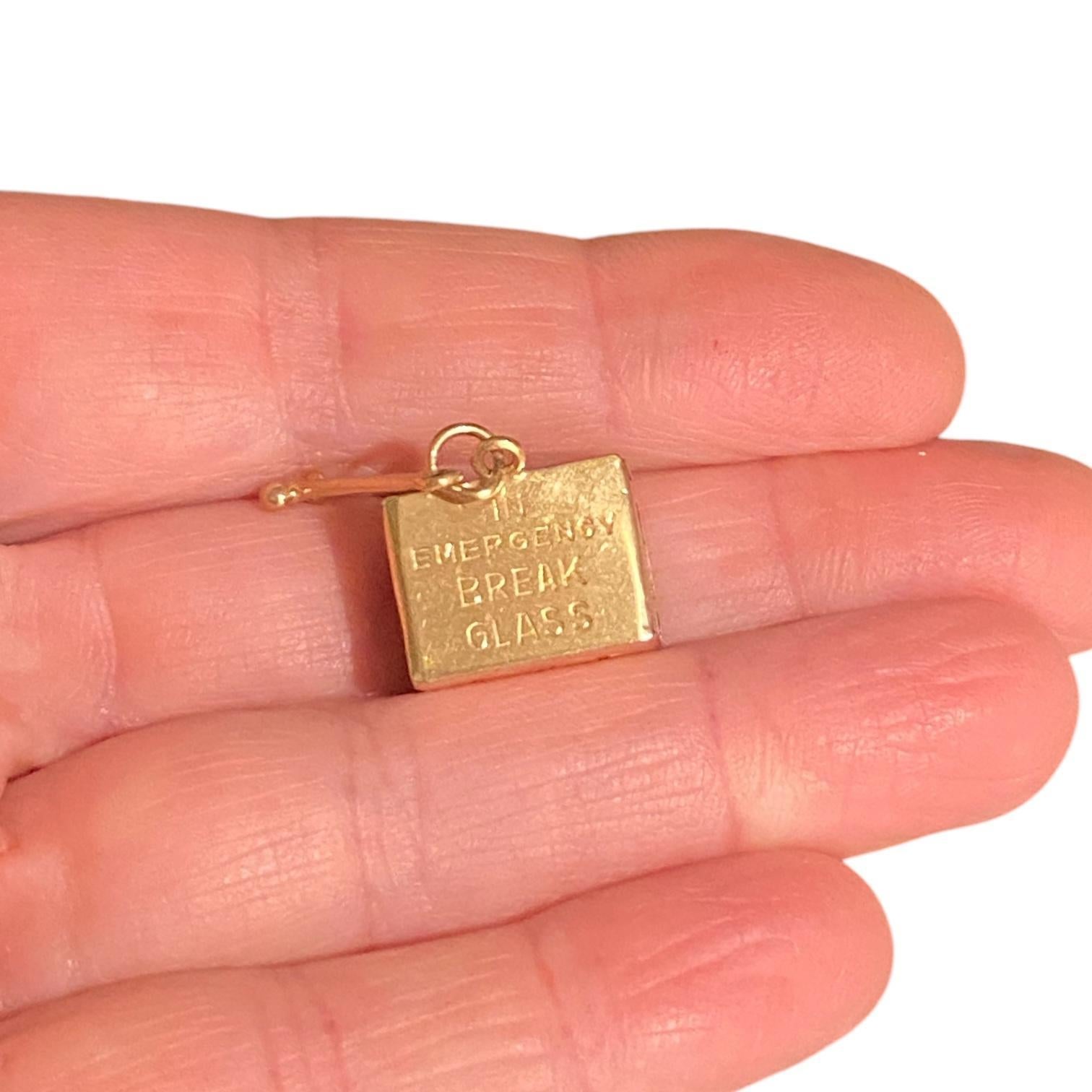 Vintage 14K Yellow Gold Mad Money Box with Hammer 1 Dollar Pendant Charm 1