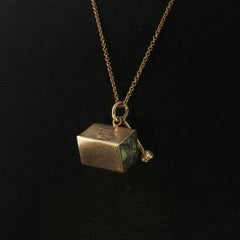 Vintage 14K Yellow Gold Mad Money Safe & Hammer Charm + Real Dollar Inside