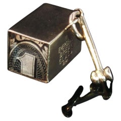 Vintage 14K Yellow Gold Mad Money Safe & Hammer Charm + Real Dollar Inside