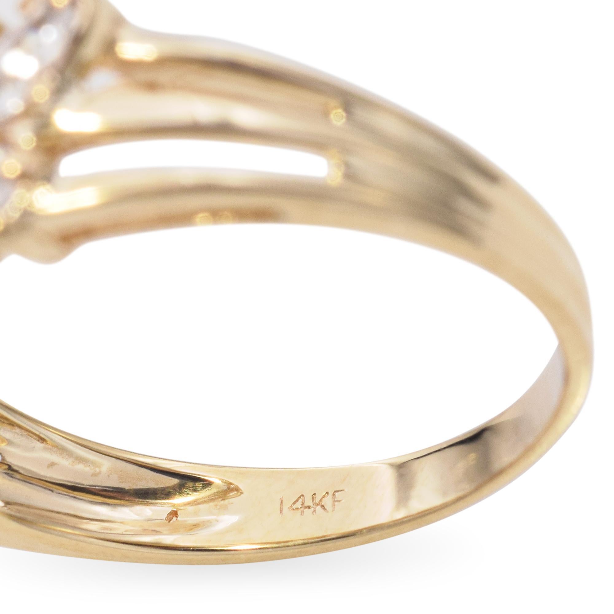 Vintage 14k Yellow Gold Marquise and Round Cut Diamond Band Ring 2