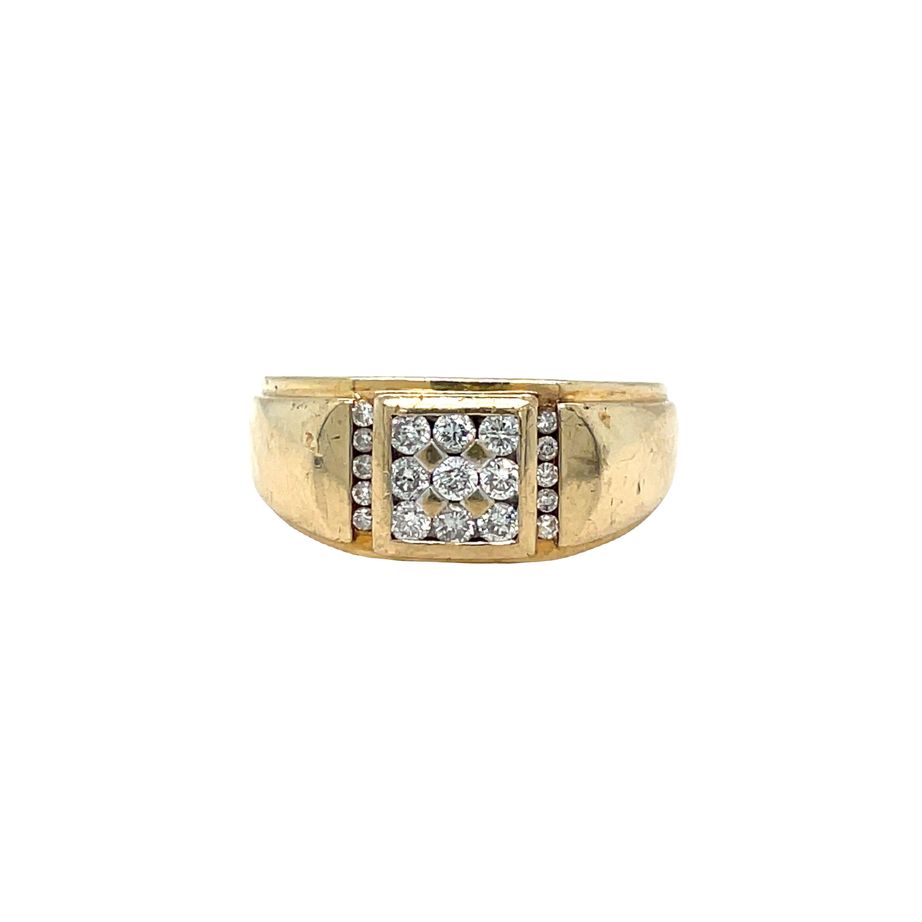 Vintage 14k Gelbgold Herren-Diamantring im Zustand „Gut“ im Angebot in beverly hills, CA