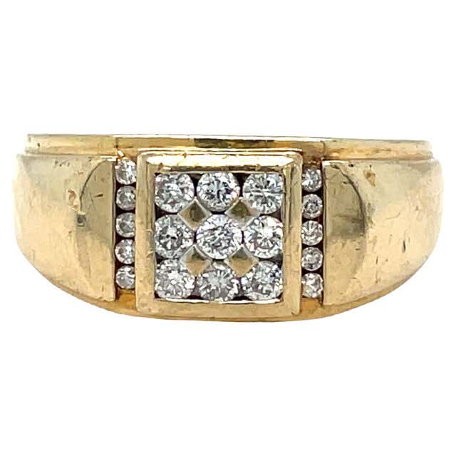 Vintage Men's Yellow Gold 2ctw Old Mine Cut Diamond Cross Signet Heavy ...