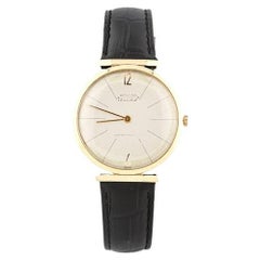 Retro 14k Yellow Gold Men's Moviga Hand-Winding Watch w/ Leather Strap