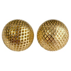 Vintage 14k Yellow Gold Mesh Half Ball Earrings