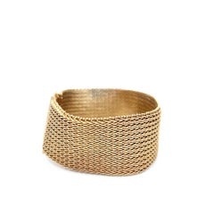 Vintage 14K Yellow Gold Mesh Link Bracelet 7x1.06x0.08IN 78 Grams
