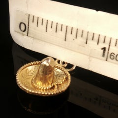 Vintage 14K Yellow Gold Mexican Sombrero Charm Pendant 1.4g