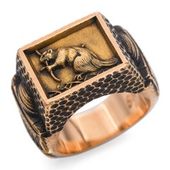 Vintage 14k Yellow Gold MIT Class of 1965 Brass Rat Ring