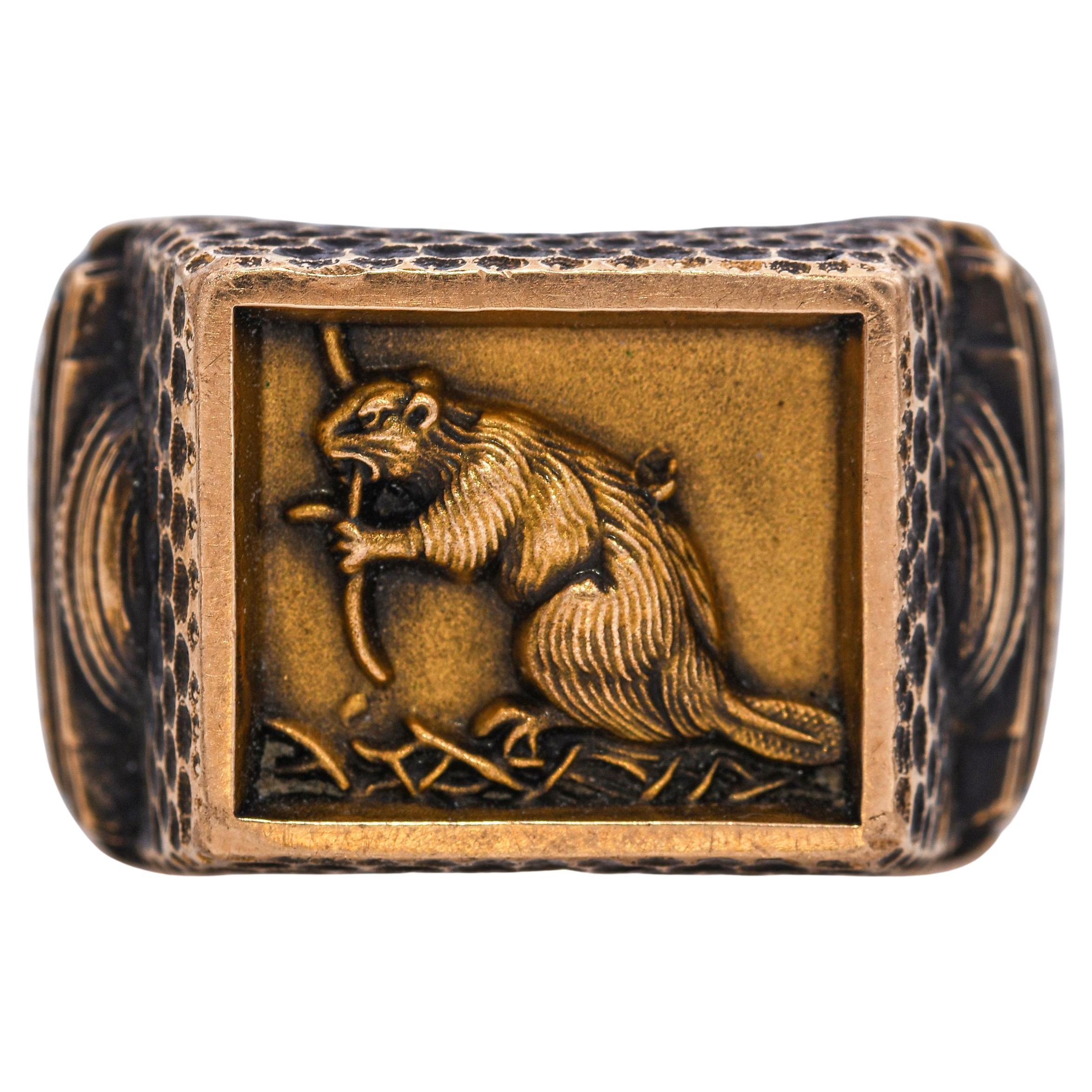 Vintage 14k Gelbgold MIT Klasse von 1965 Messing Ratte Ring