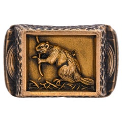 Vintage 14k Yellow Gold MIT Class of 1965 Brass Rat Ring