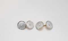 Vintage 14k Yellow Gold Mother of Pearl Cufflink & Button Set, 16.1g