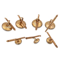 Vintage 14k Yellow Gold Mother of Pearl Men's Waistcoat Buttons