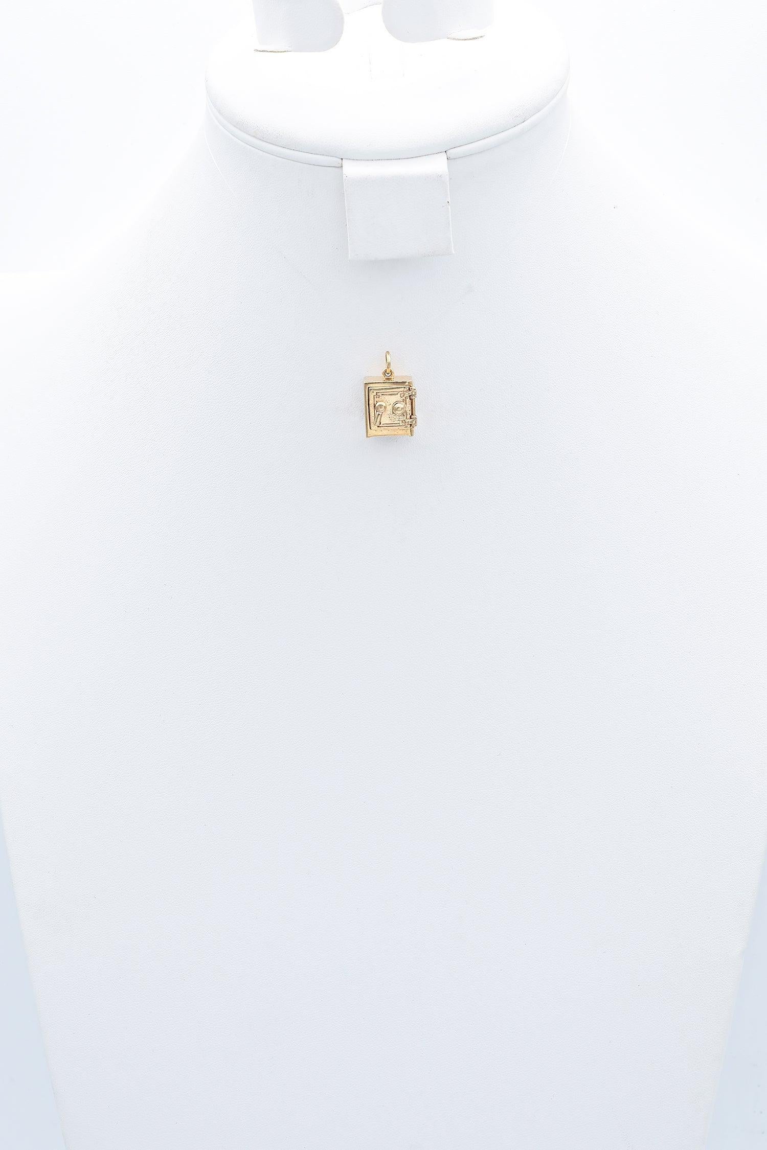 Pendentif en or jaune 14k avec breloque de coffre-fort mobile Vintage Bon état - En vente à New York, NY