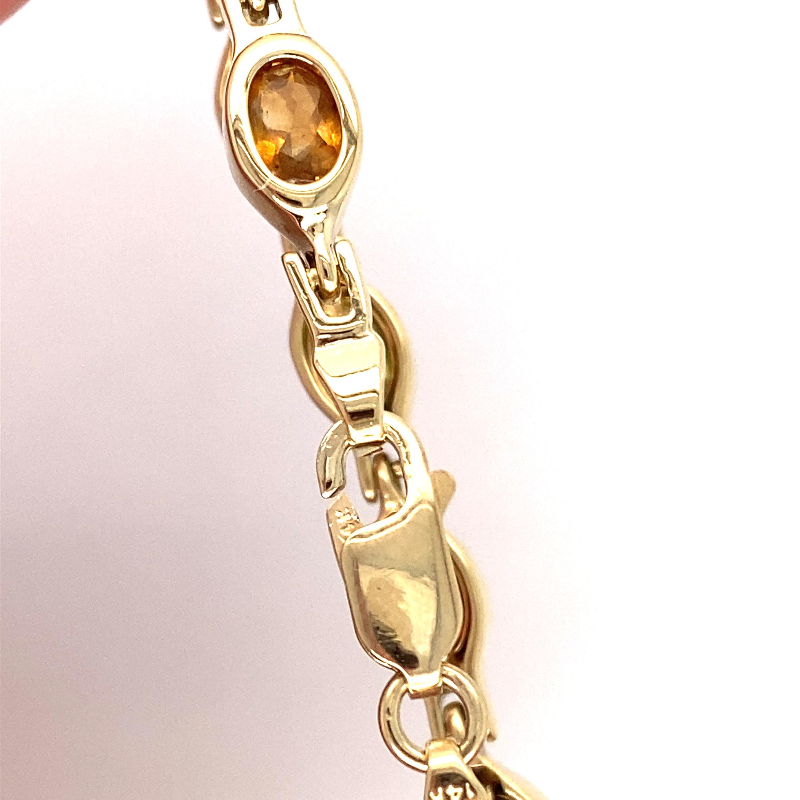 Vintage 14k Yellow Gold Multi Color Gemstone Bezel Bracelet 3