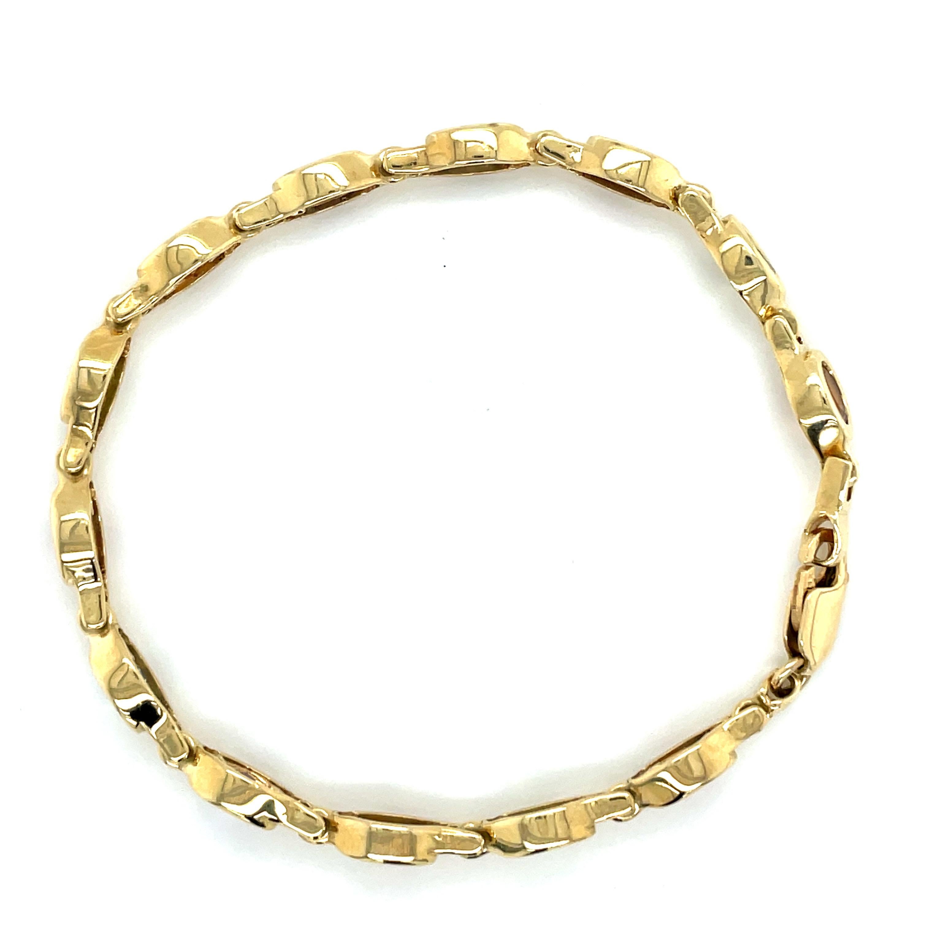 Oval Cut Vintage 14k Yellow Gold Multi Color Gemstone Bezel Bracelet