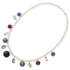 Vintage 14k Yellow Gold Multi Gemstone Necklace