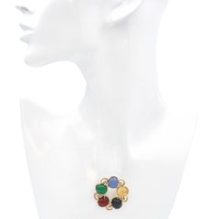 Vintage 14K Yellow Gold Multi Gemstone Scarab Beetles and Snake Motif Brooch