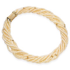 Vintage 14k Yellow Gold Multi Pearl Strand Necklace