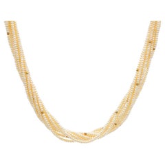 Vintage 14k Yellow Gold Multi Pearl Strand Necklace