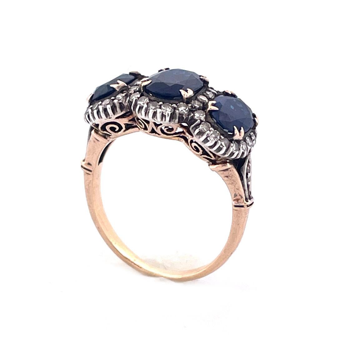 Women's Vintage 14k Yellow Gold Natural Sapphire Ring For Sale