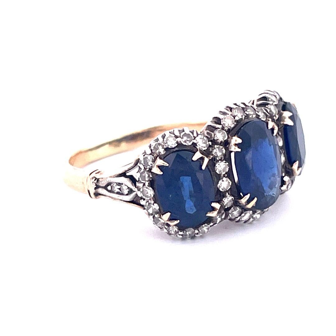 Vintage 14k Yellow Gold Natural Sapphire Ring For Sale 1