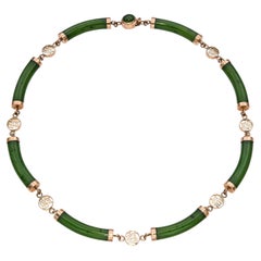 Collana vintage in oro giallo 14k con giada nefrite A Link