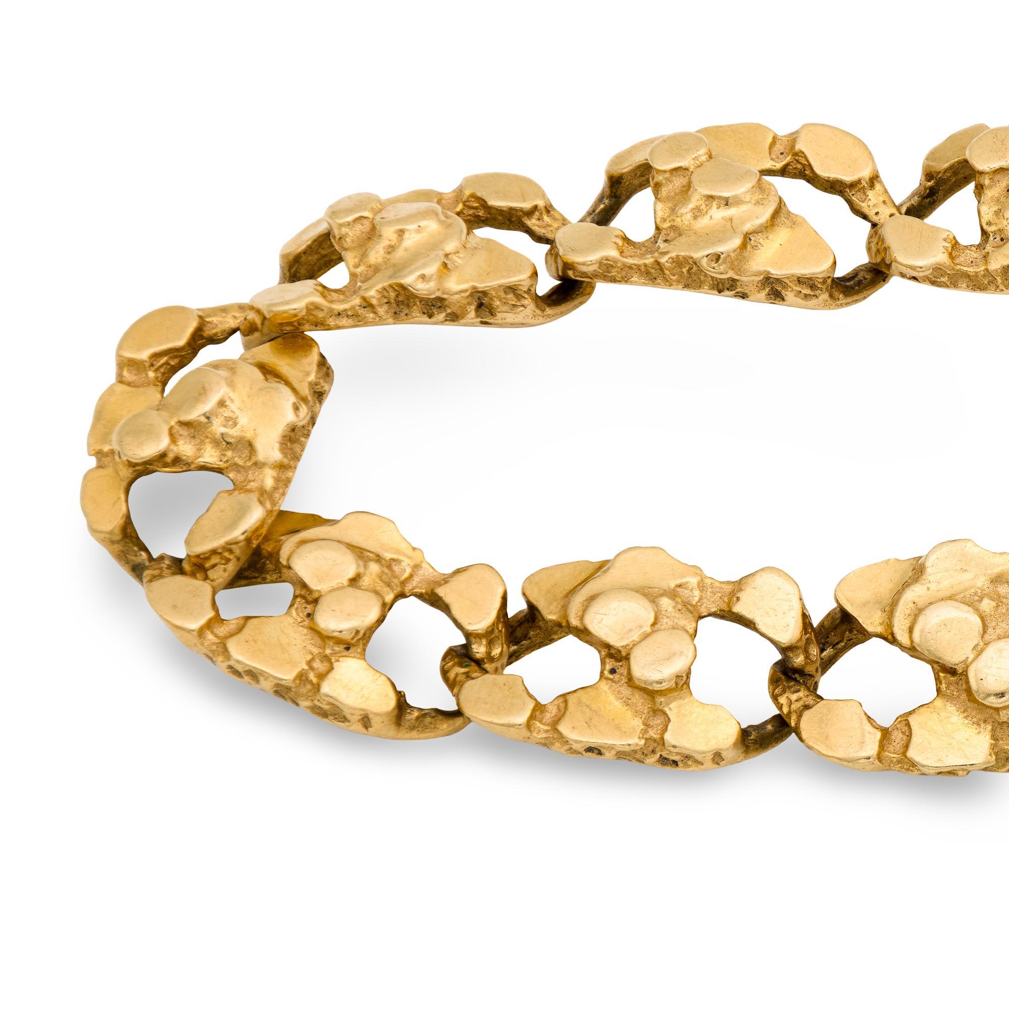 Modern Vintage 14k yellow gold nugget bracelet For Sale
