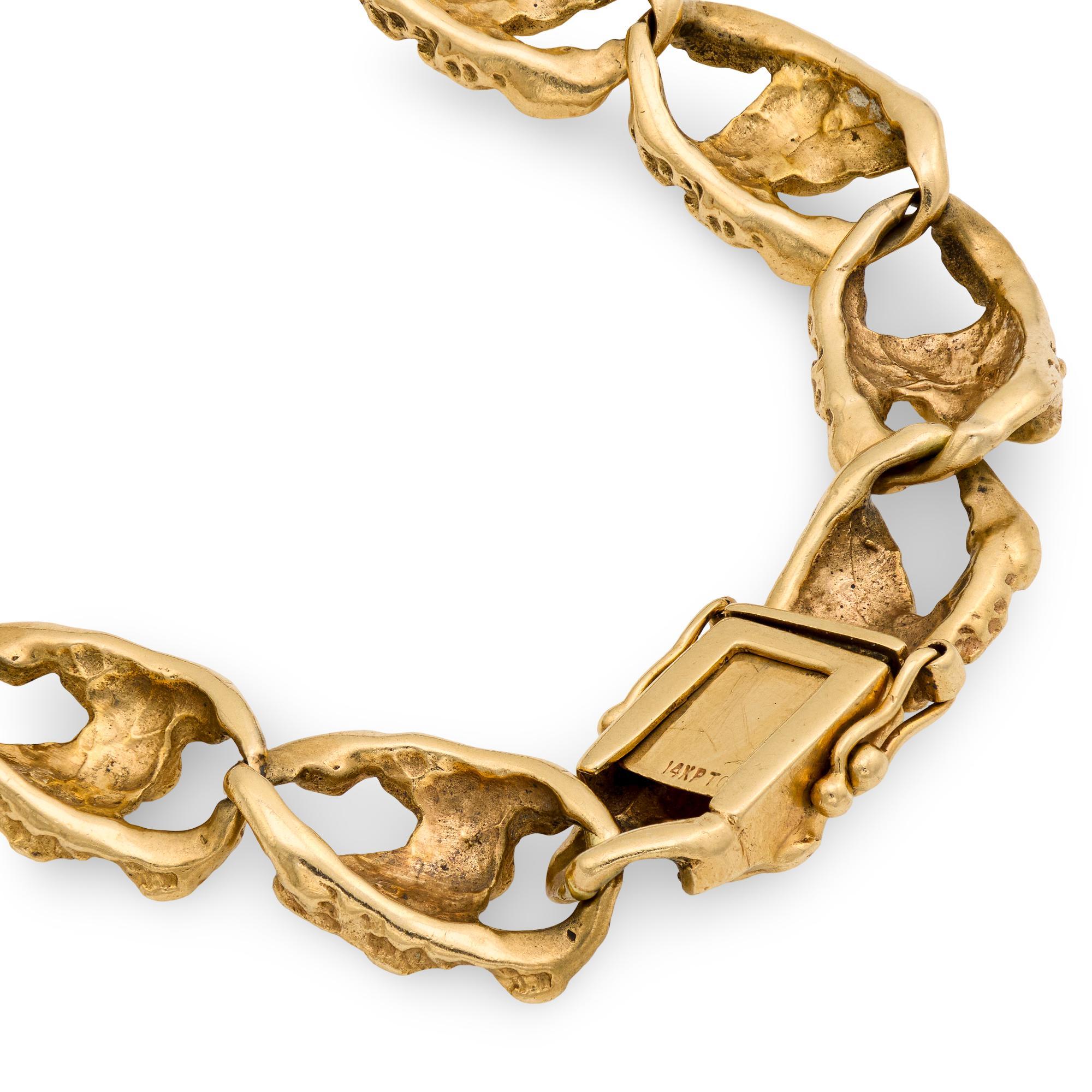 Vintage 14k yellow gold nugget bracelet For Sale 1