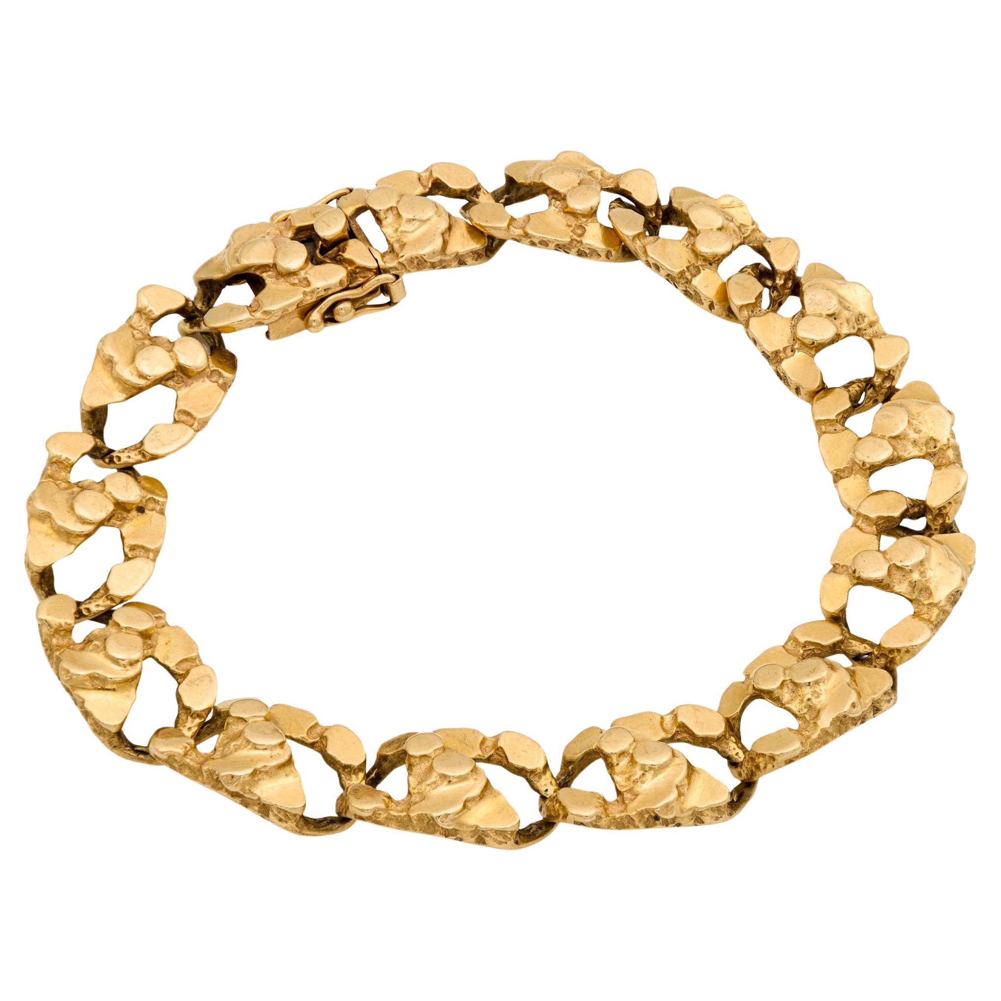 Vintage 14k yellow gold nugget bracelet For Sale