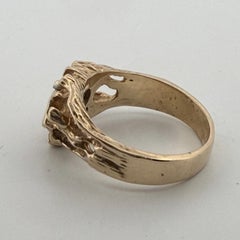 Vintage 14K Yellow Gold Nugget Style Round Diamond Ring 0.50CT Size 8 7.59g