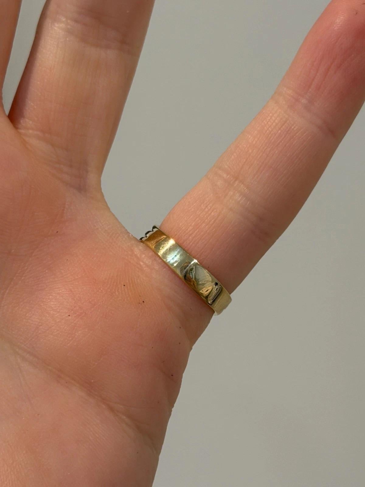 Vintage 14K Gelbgold Alt  1.00ct VS H-European Cut Diamantring Größe 5 im Angebot 4