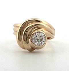 Vintage 14K Yellow Gold Old  1.00ct VS H-European Cut Diamond Ring Size 5