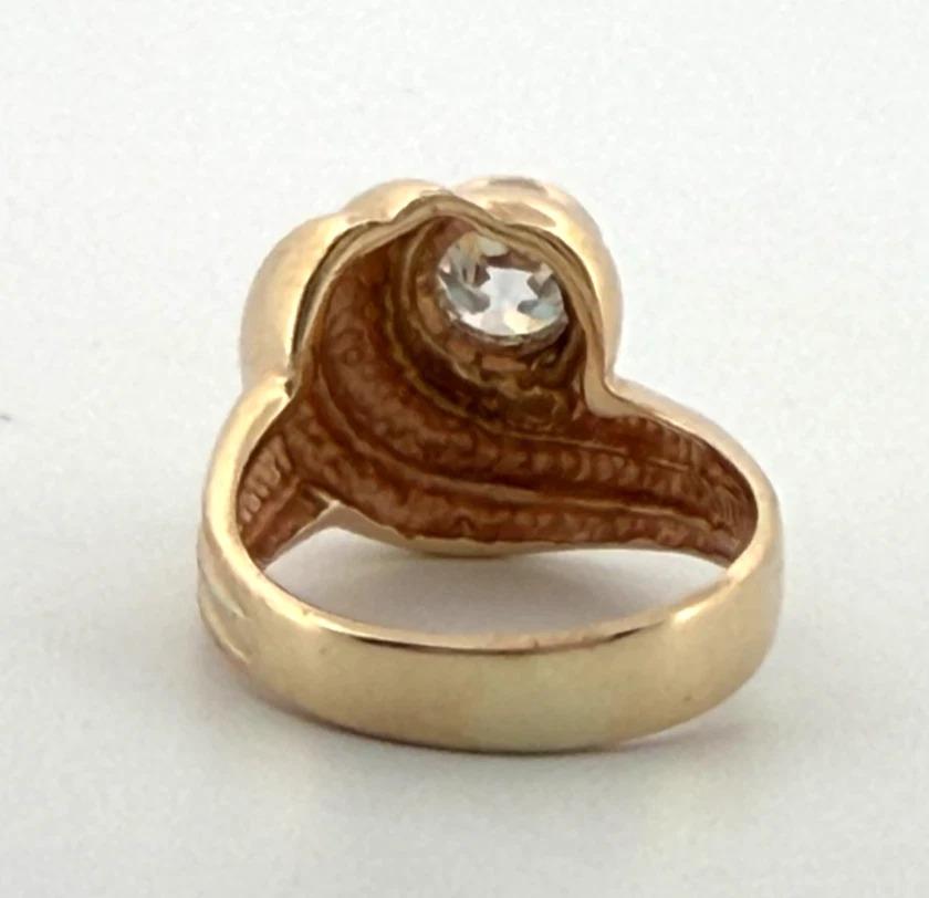 Vintage 14K Gelbgold Alt  1.00ct VS H-European Cut Diamantring Größe 5 im Zustand „Gut“ im Angebot in Carmel By The Sea, CA