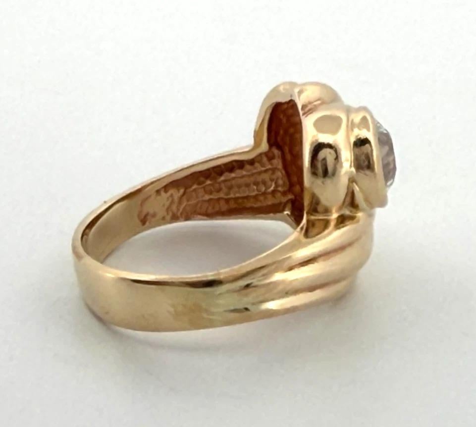 Vintage 14K Gelbgold Alt  1.00ct VS H-European Cut Diamantring Größe 5 Damen im Angebot