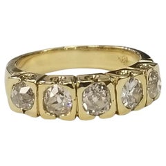 Vintage 14k Yellow Gold Old Minor Cut Diamond Set in a "Fish-tail" Wedding ring