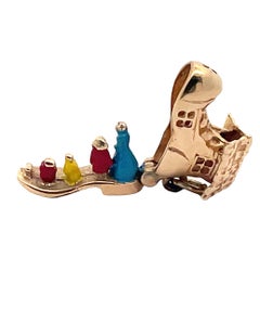 Vintage 14K Yellow Gold Old Woman Who Lived In a Shoe Enameled Charm