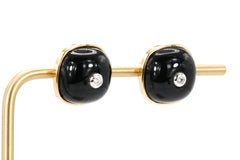 Vintage 14k Yellow Gold Onyx and Diamond Earrings