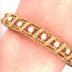 Vintage 14k Yellow Gold Opal Bangle Bracelet