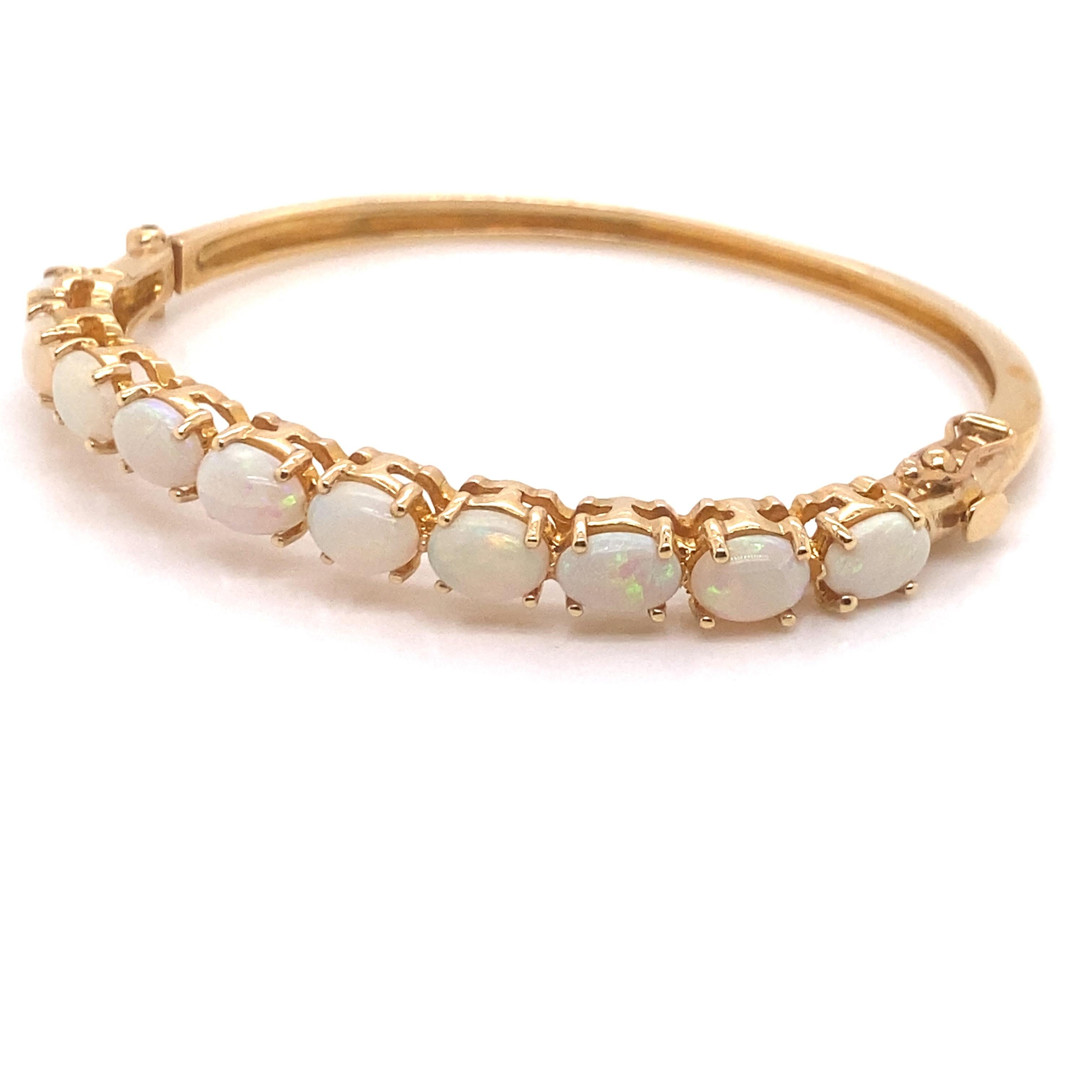 Vintage 14K Gelbgold Opal Armreif Armband (Zeitgenössisch)