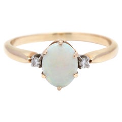 Vintage 14K Yellow Gold, Opal 
Diamond Ring