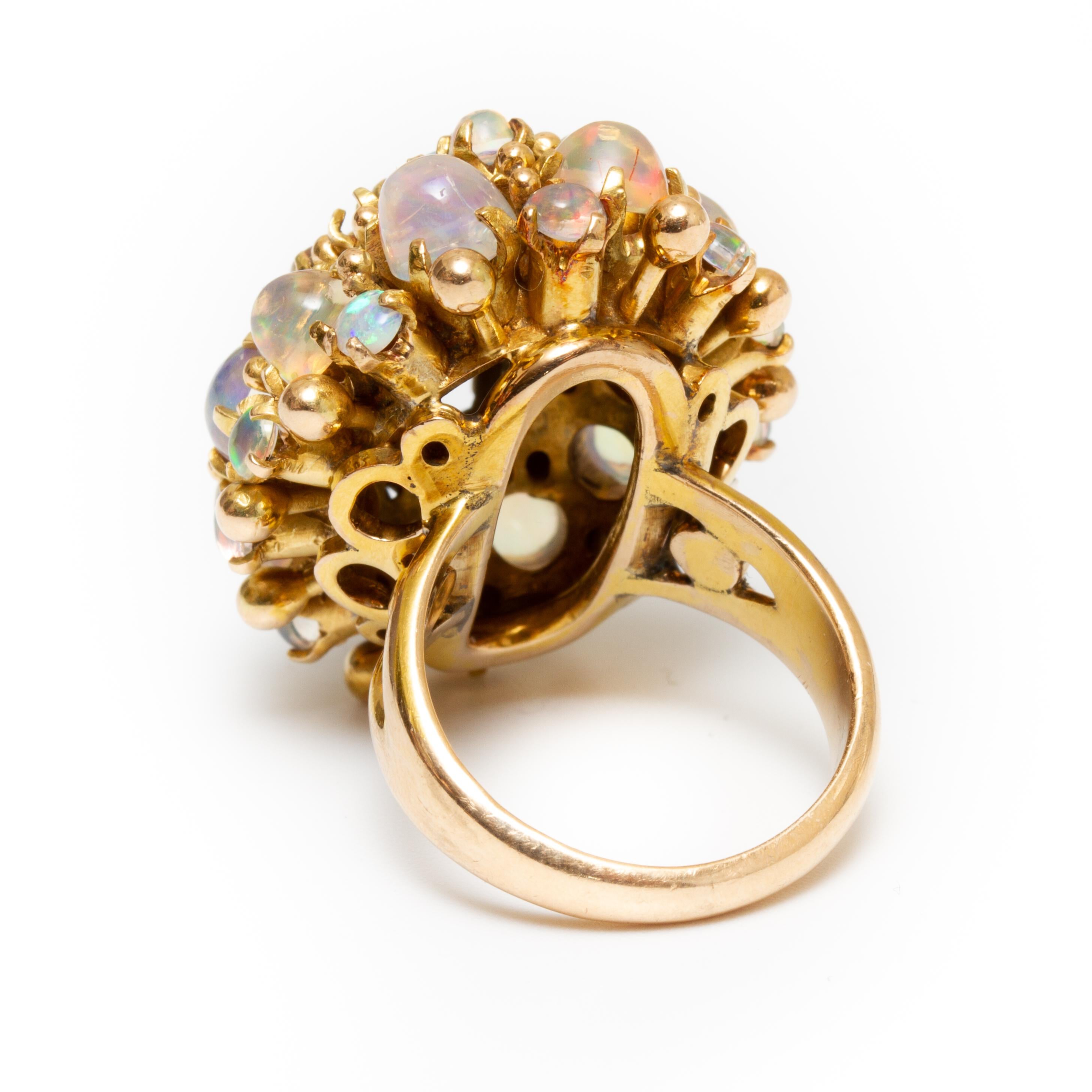 Women's Vintage 14 Karat Yellow Gold Opal Triplet Cabochon Ring
