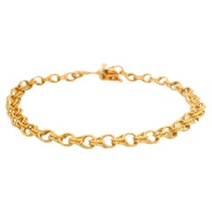 Vintage 14k Yellow Gold Open Double Curb Link Charm Bracelet