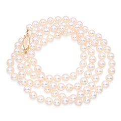 Vintage 14k Yellow Gold Opera Length Akoya Pearl Strand Necklace