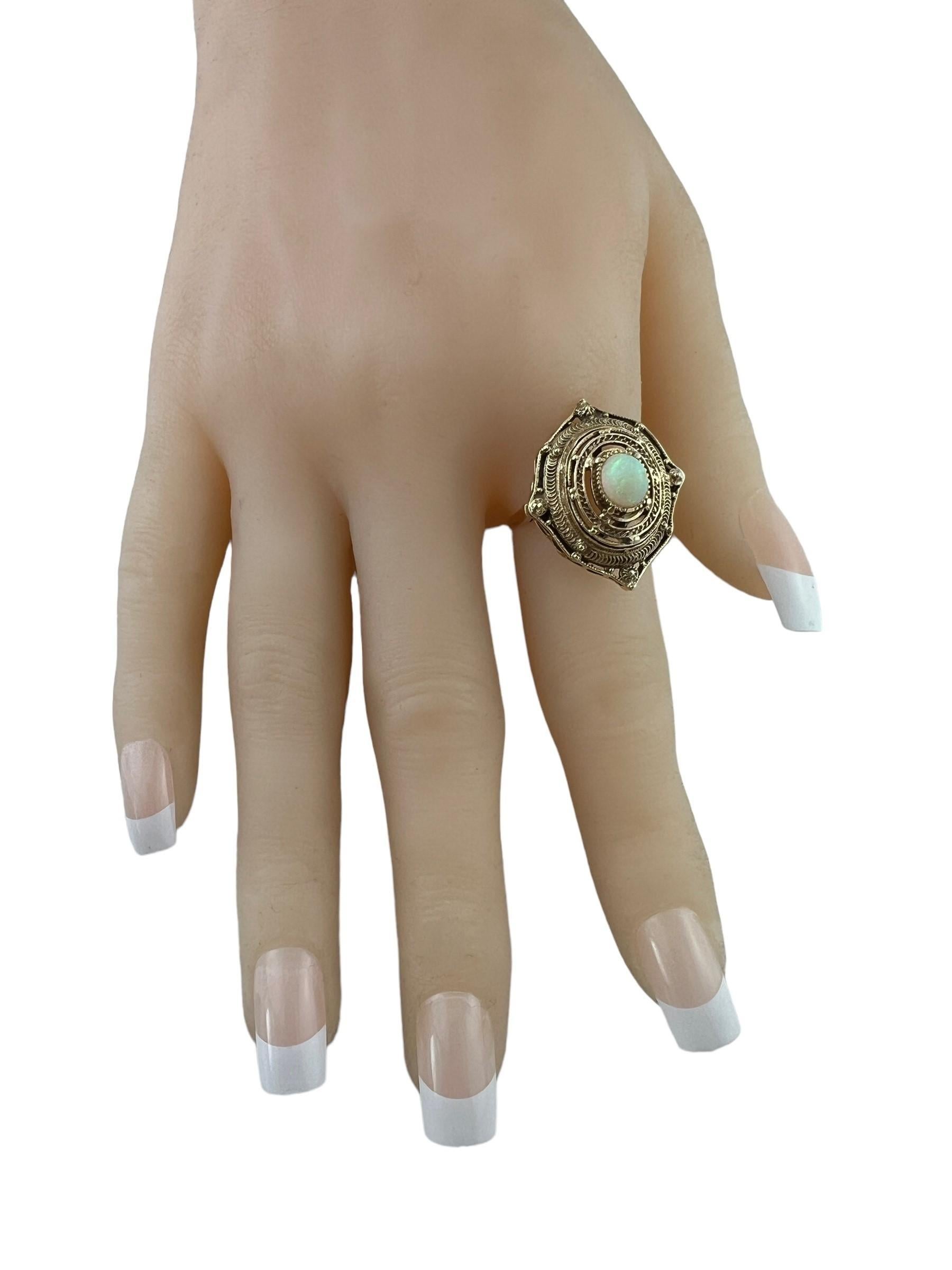 Vintage 14K Yellow Gold Ornate Opal Dome Ring #17677 For Sale 5