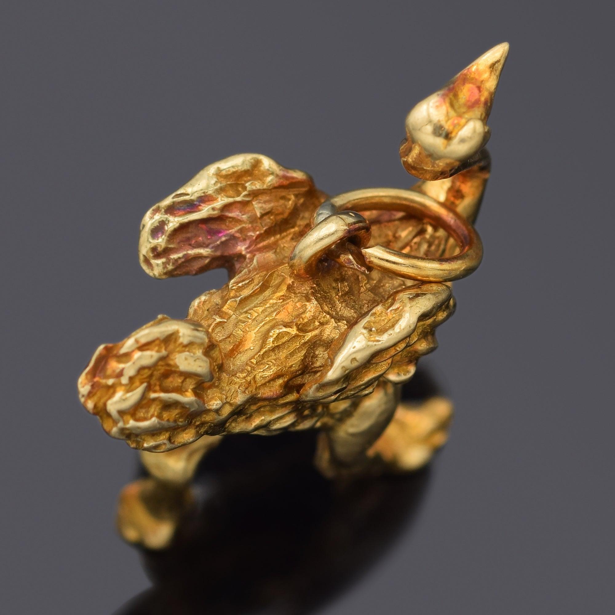 Pendentif vintage en or jaune 14k avec breloque oiseau autruche en vente 1