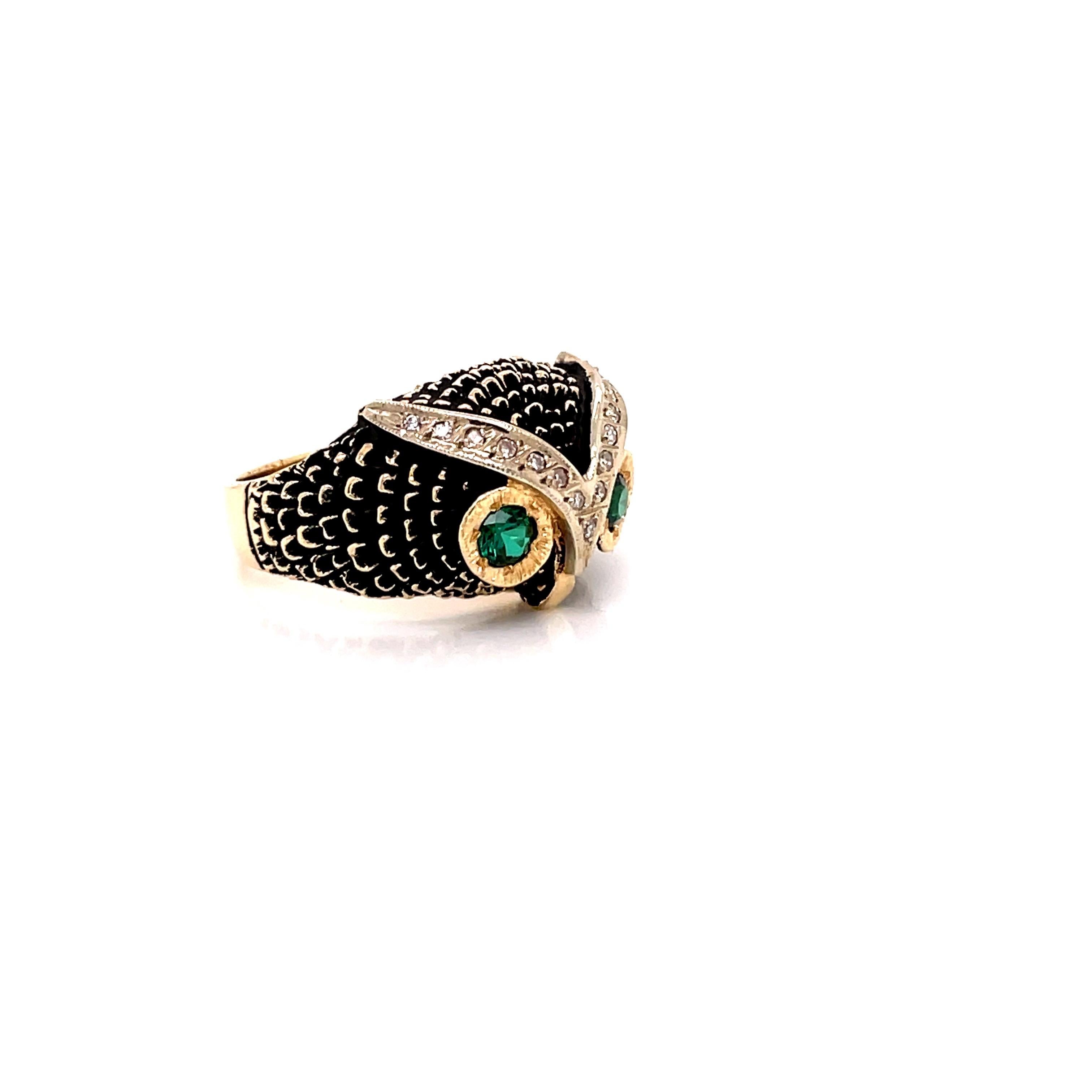 Eule-Ring, 14 Karat Gelbgold (Zeitgenössisch)
