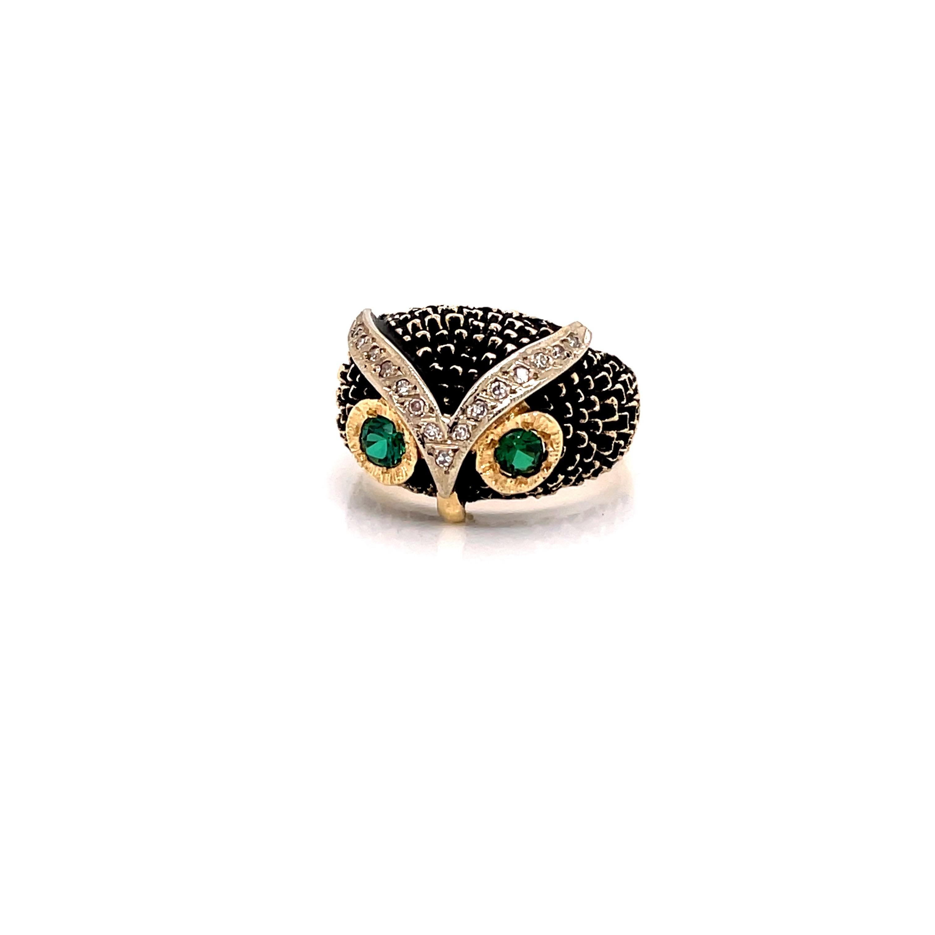 Eule-Ring, 14 Karat Gelbgold (Einfacher Schliff)